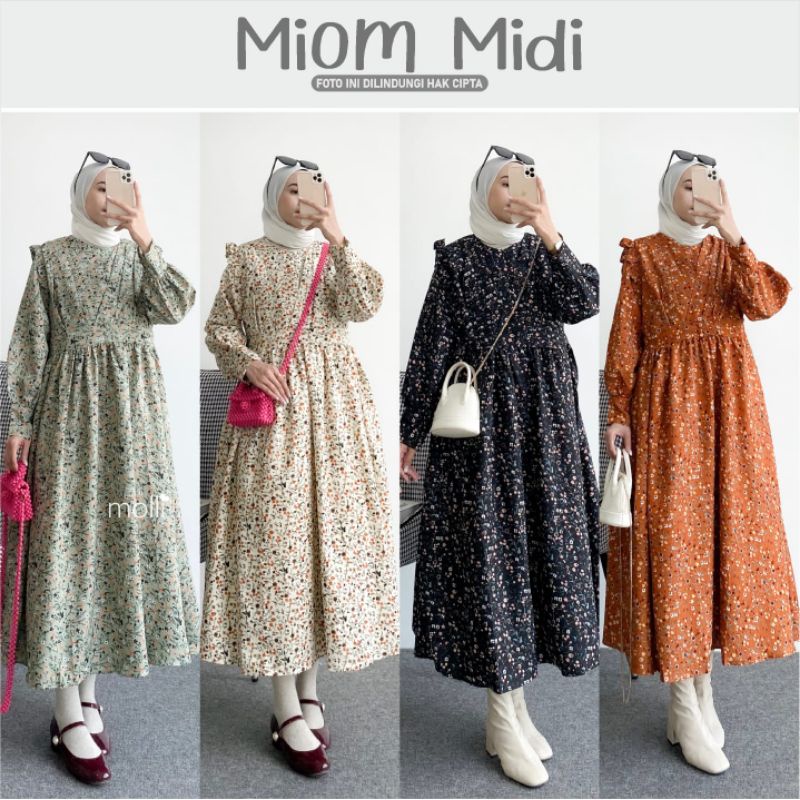 gamis wanita terbaru//Miom midi by Molli//dress cringkle premium//busui friendly