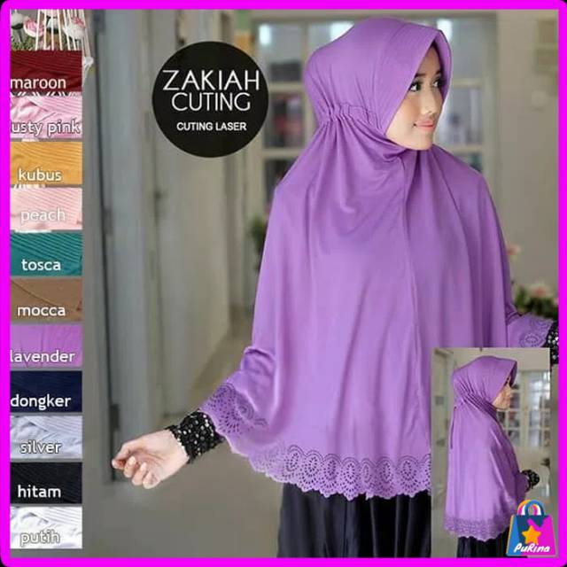 Hijab Jilbab Bergo Syari Zhakyah Pad Tali Serut Belakang/Jilbab Instan Umroh Haji GS217