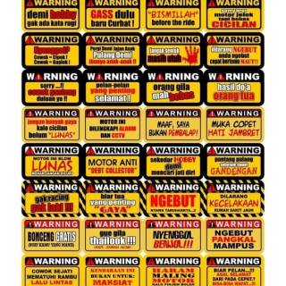 100 Pcs Sticker Stiker Warning Motor Mobil Helm Kaca Petunjuk Isi