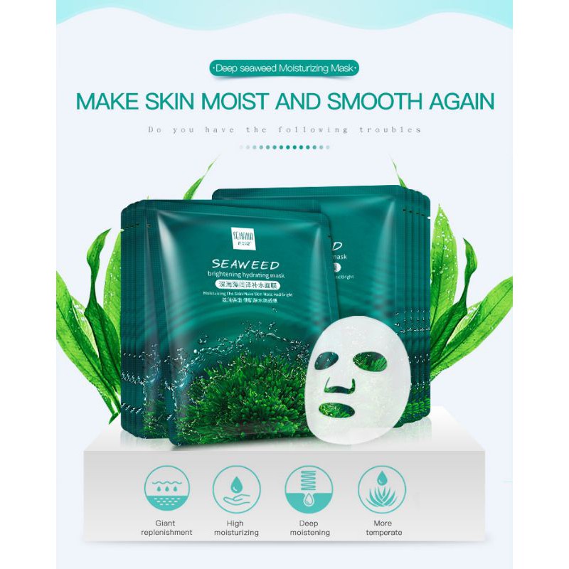 SENANA Masker Wajah Seaweed Brightening Hydrating Mask Sheet Mask BQ043