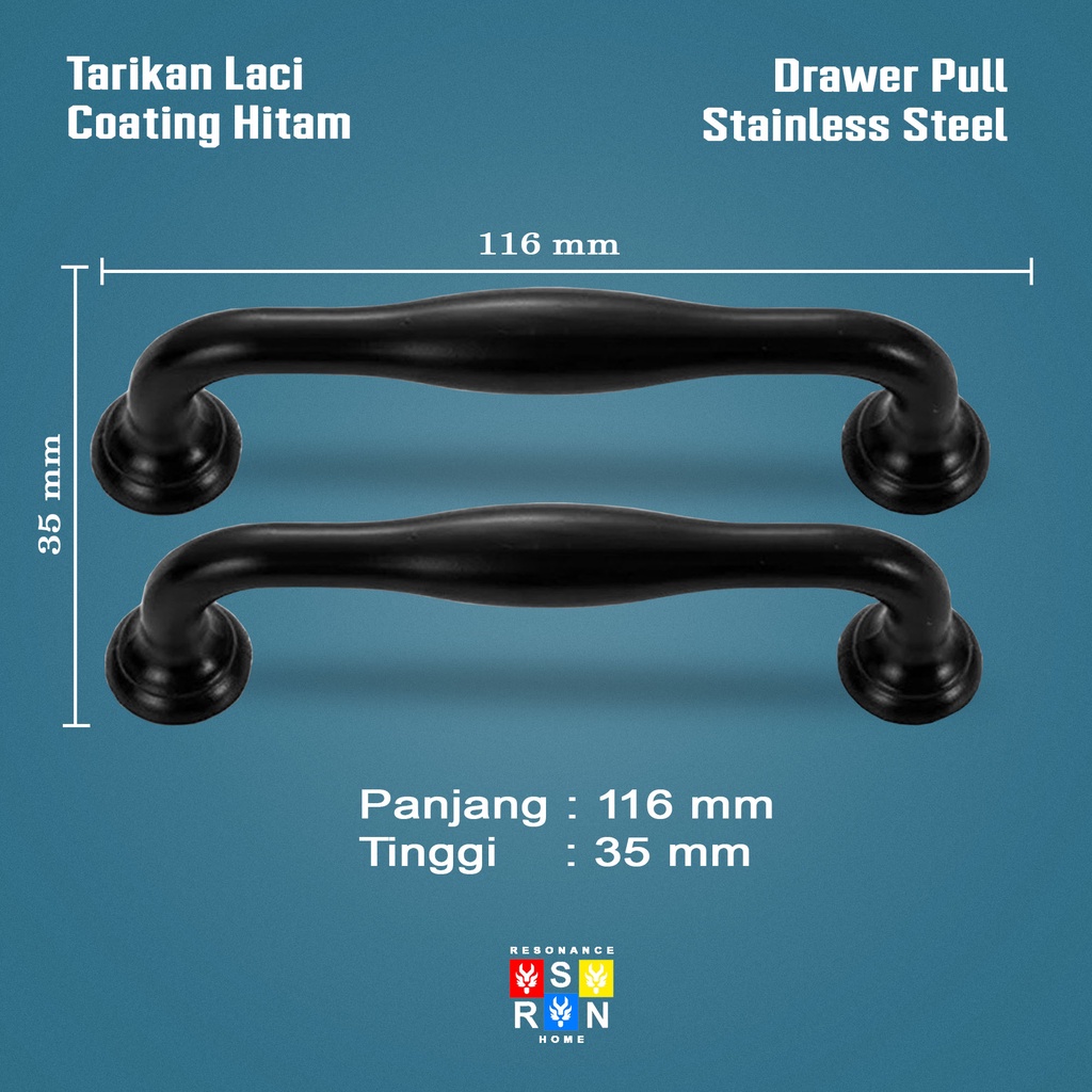 Tarikan Laci Coating Hitam 8503 / Handle Gagang Pintu Laci Lemari Resonance Home