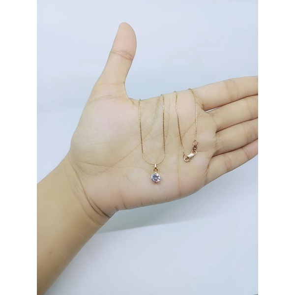 kalung aquiela + liontin solitaire/ kalung perak asli silver 925 lapis emas/kalung fashion impor