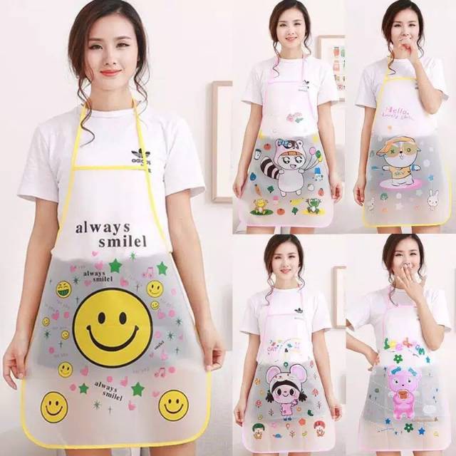 JG - Celemek Apron Karakter Waterproof Anti Air Masak Dapur Anti Minyak Air Motif Hewan Lucu Cuci Piring