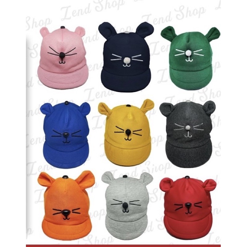 Topi bayi laki-laki bayi perempuan motif kucing lucu / baby hat / topi anak / topi motif kucing