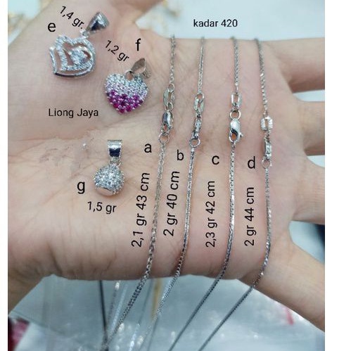 kalung dan Liontin Love Emas Putih Kadar 420