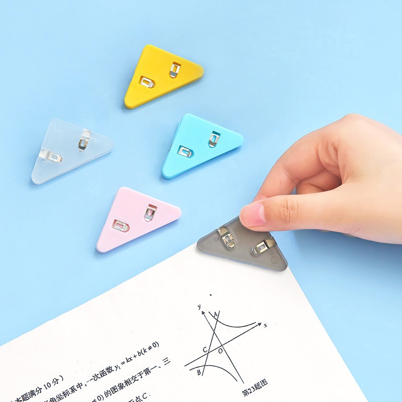 5pcs/pack Colored Plastic Book Paper Corner Binder Clips for Desk Storage Shelf Office Desktop Organization