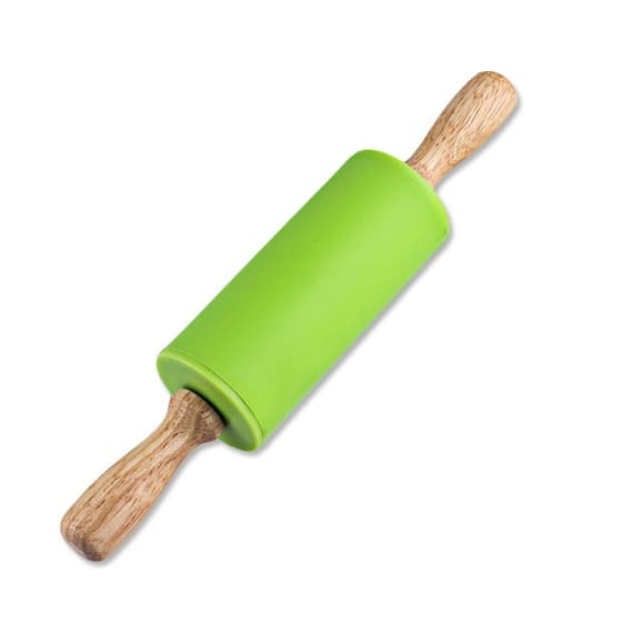 

KUE-PENGHIAS-ALAT- ROLLER GILINGAN ADONAN SILIKON GAGANG KAYU KECIL 23 CM BAKINGTOOLS - HIJAU -ALAT-