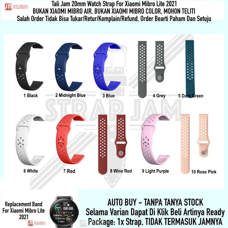 NIKE POLOS Strap Xiaomi Mibro Lite - Tali Jam Rubber Silikon 20mm Sporty Breathable