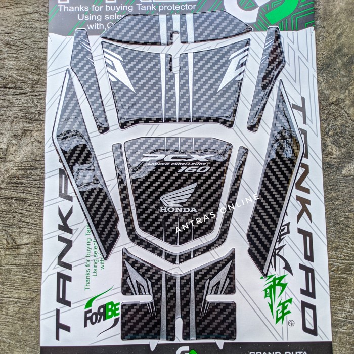 ⭐ BISA COD ⭐ aksesoris Honda New PCX 160 tankpad stiker timbul pelindung deck motor - silver variasi