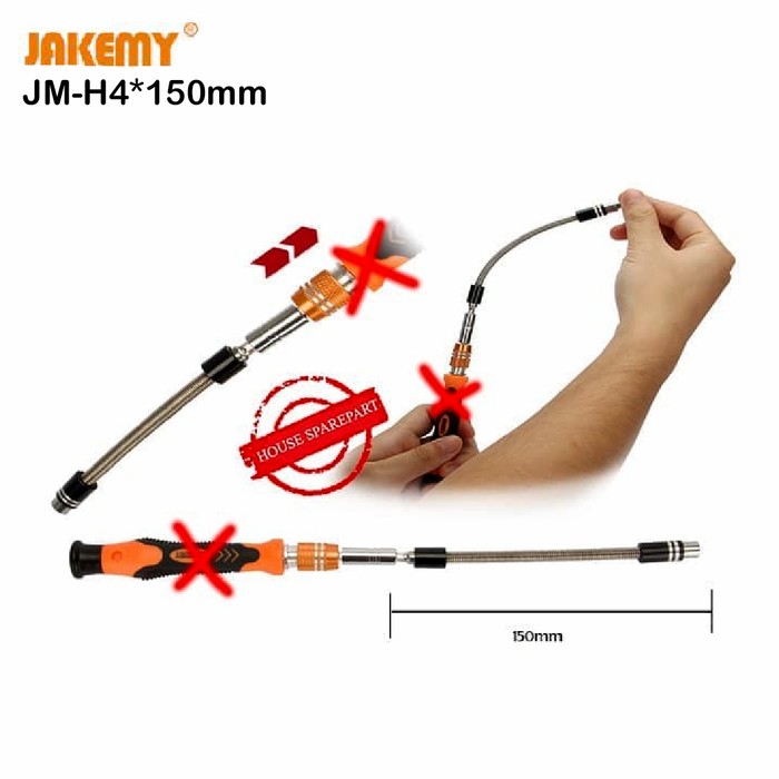 Jakemy JM-H4x150mm Black Soft Extension Obeng Bar Flexibel Original