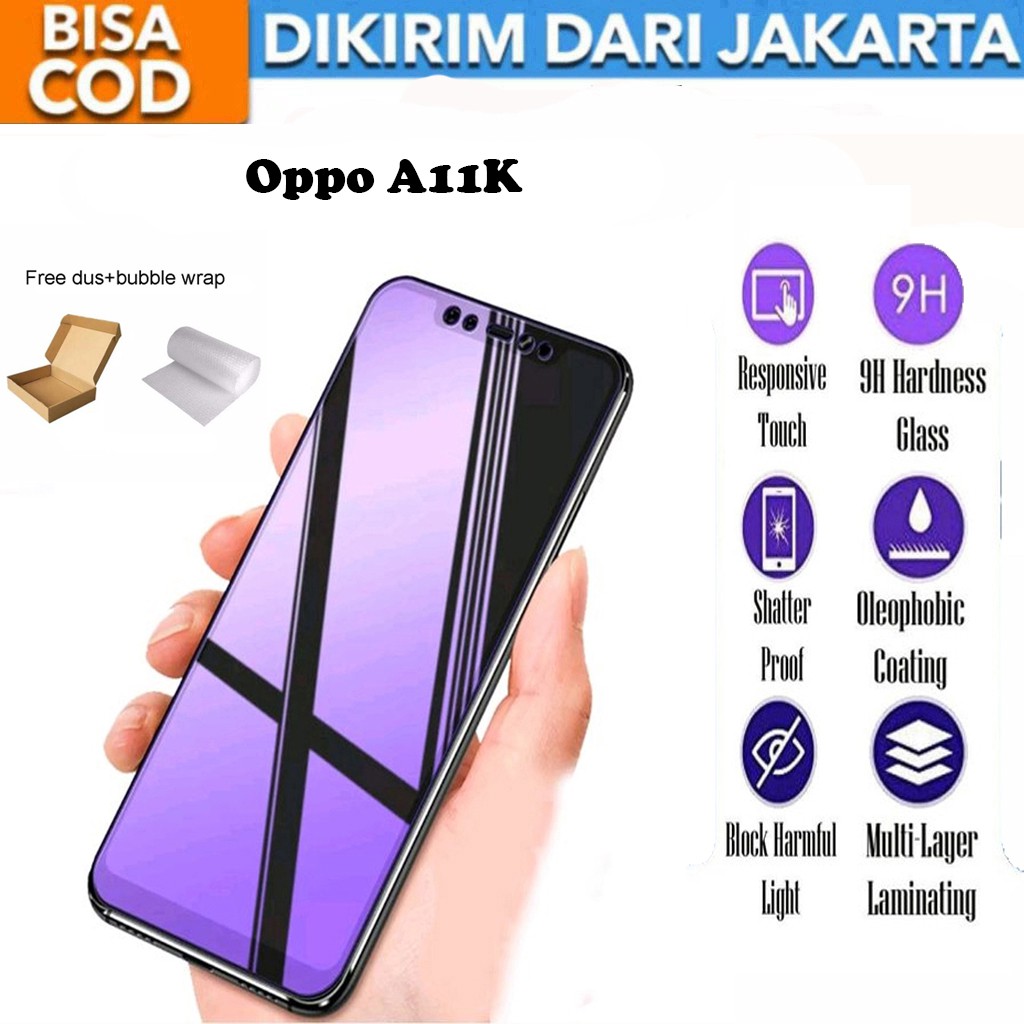 Tempered Glass Oppo A11K Matte Blue Light Anti Gores Full Screen Full Cover Protector