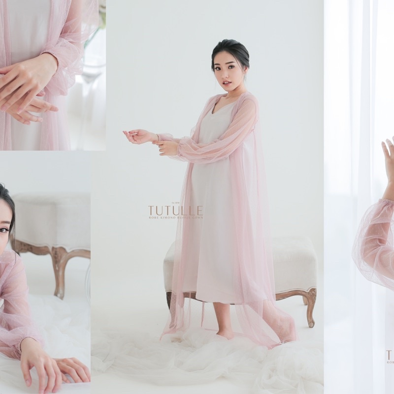 DOTTY ROBE ROSE GOLD KIMONO PENGANTIN KIMONO WEDDING ROBE PENGANTIN ROBE WEDDING ROBE