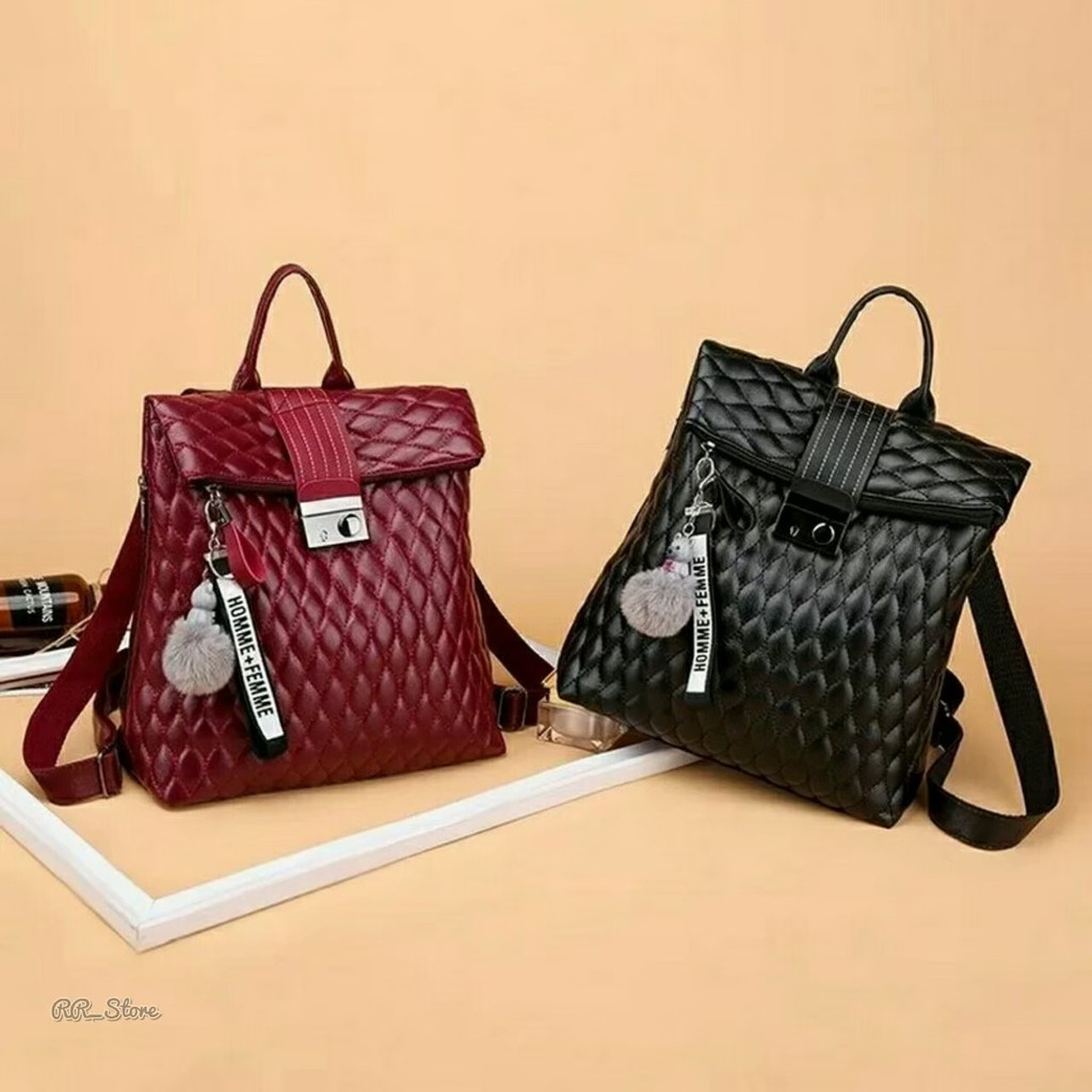 Tas Ransel Wanita Cantik Stylish Multifungsi Murah Terbaru Chantika Semi Kulit High Quality Premium