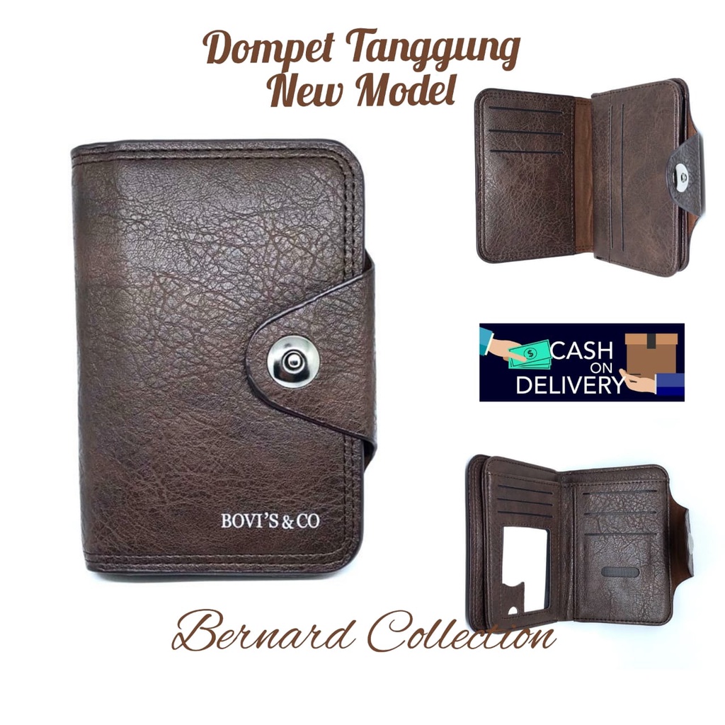 Dompet Pria Dompet Laki2 Dompet Tanggung Kancing Magnit Bahan PU Leather Brudu