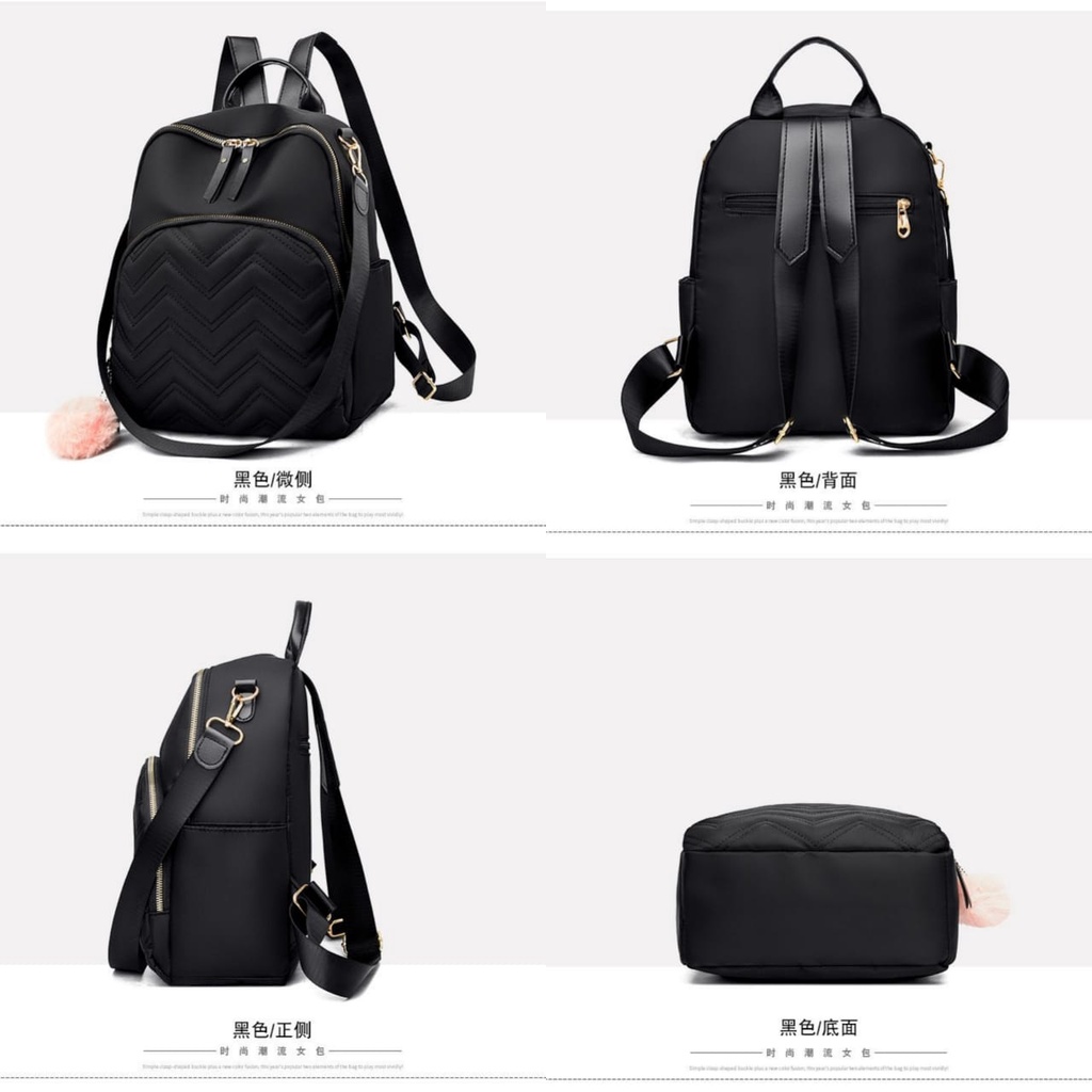 TAS RANSEL WANITA ANTI AIR KOREA HITAM TA462B5 CILIA GENDONG PREMIUM BACKPACK SEKOLAH REMAJA KULIAH CEWEK KERJA PUNGGUNG BESAR