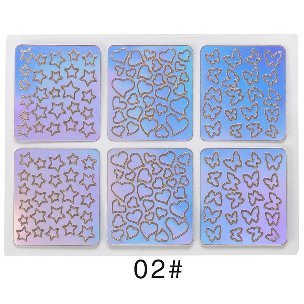 Suyo6 /12/24Pcs Stiker Kuku Vinyls Laser Fashion Wanita Berongga Stensil Nail Art