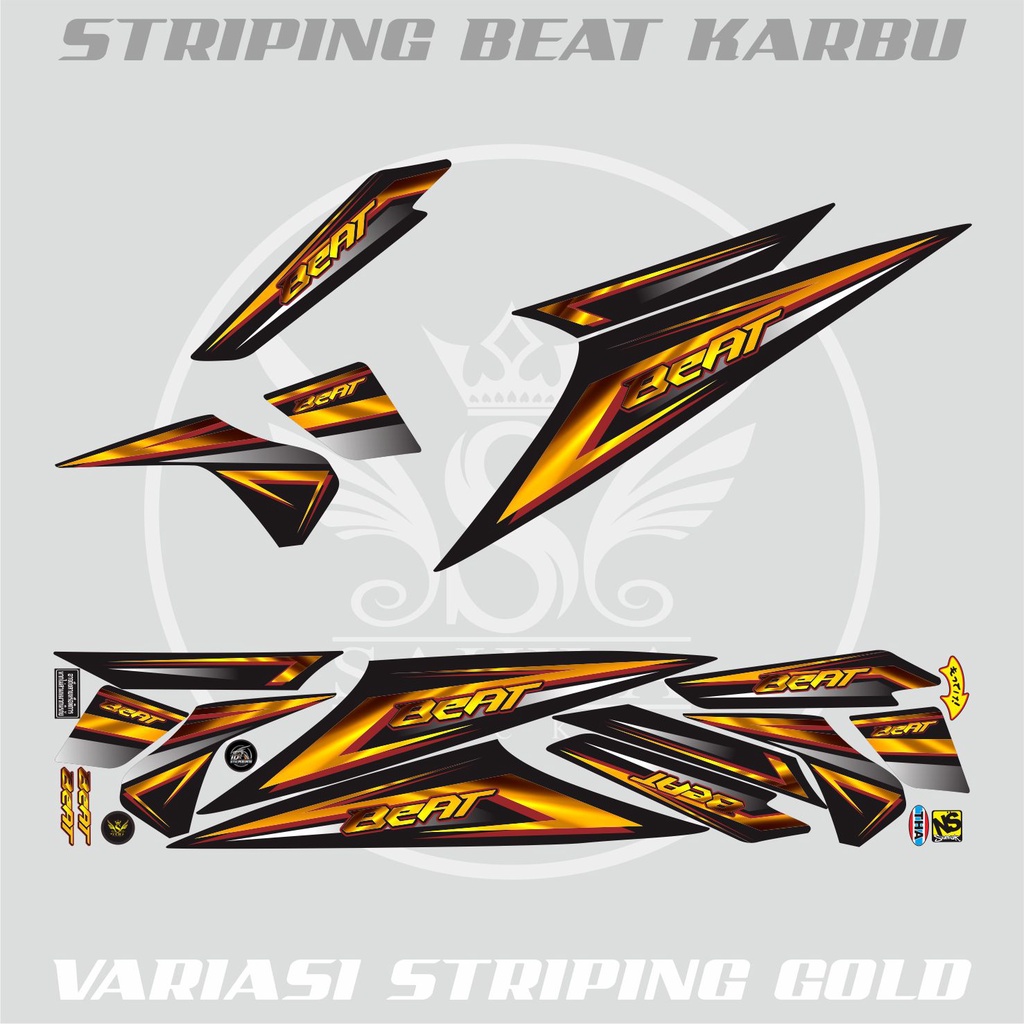 STRIPING BEAT KARBU / BEAT KARBU LAMA / STICKER VARIASI STRIPING MOTOR HONDA BEAT KARBU GOLD 01 HITA