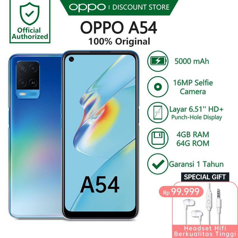 OPPO A54 RAM 4/128 6/128GB GARANSI RESMI OPPO
