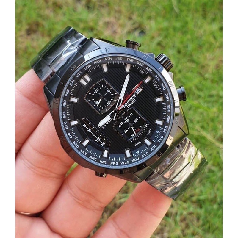 JAM TANGAN PRIA CASIO EDIFICE EQW-A1110DC-1A EQW-A1110 BLACK STEEL PRIGINAL GARANSI RESMI m