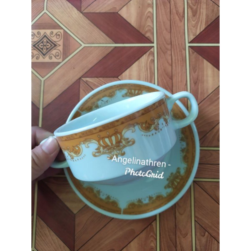 Mangkok Asparagus Set Emas - Mangkuk kuping Keramik Set Piring