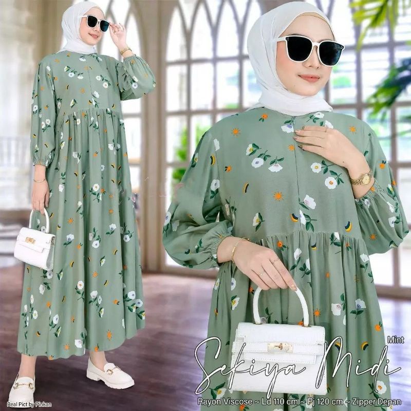 SEKIYA MIDI DRESS / MIDI DRESS RAYON VISCOSE MOTIF KEKINIAN / MIDI DRESS RAYON / MIDI DRESS JUMBO BU