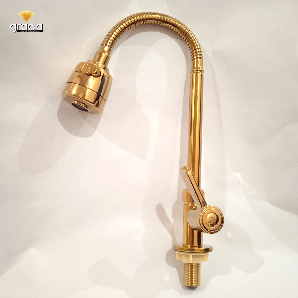 Kran sink Fleksibel GOLD keran bak cuci piring Meja Stainless