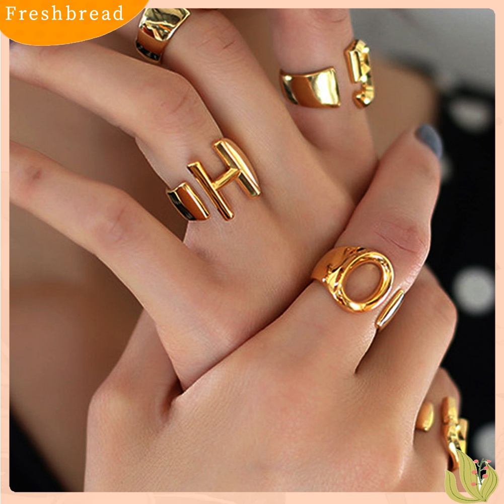 [TERLARIS]Fashion Women 26 Letters Alphabet Opening Ring Adjustable Party Jewelry Gift