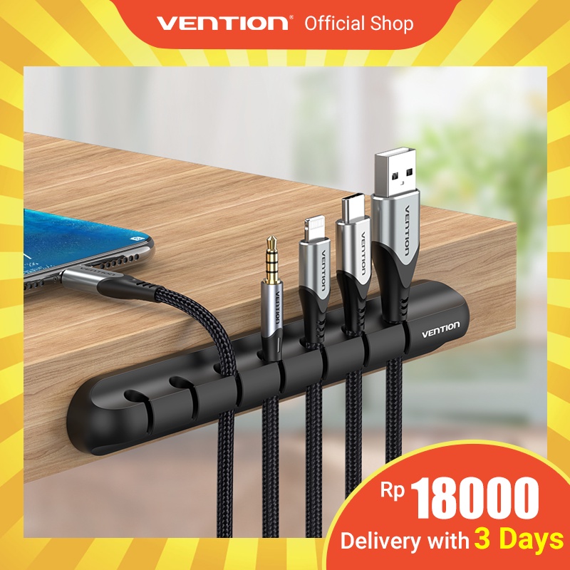 Vention Klip Organizer Kabel Bahan Silikon Untuk Meja