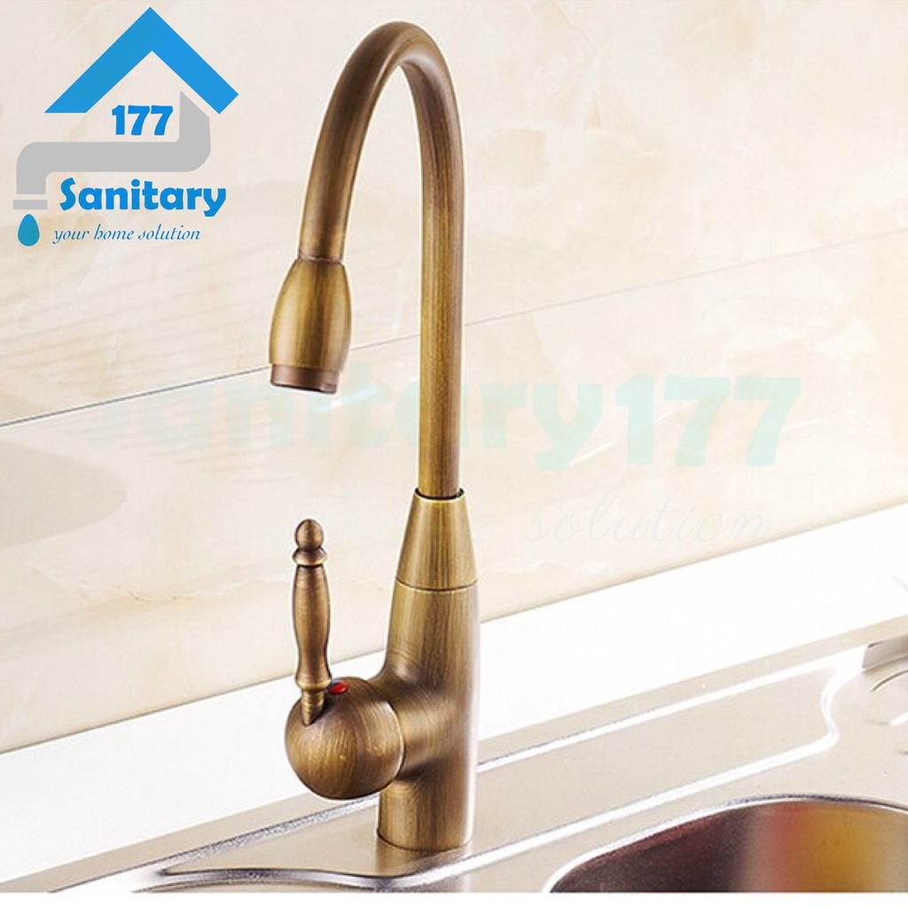 Kran Panas Dingin Sink GOLD matte FG12 Keran air wastafel cuci tangan mixer model eropa retro jadul vintage emas kuning