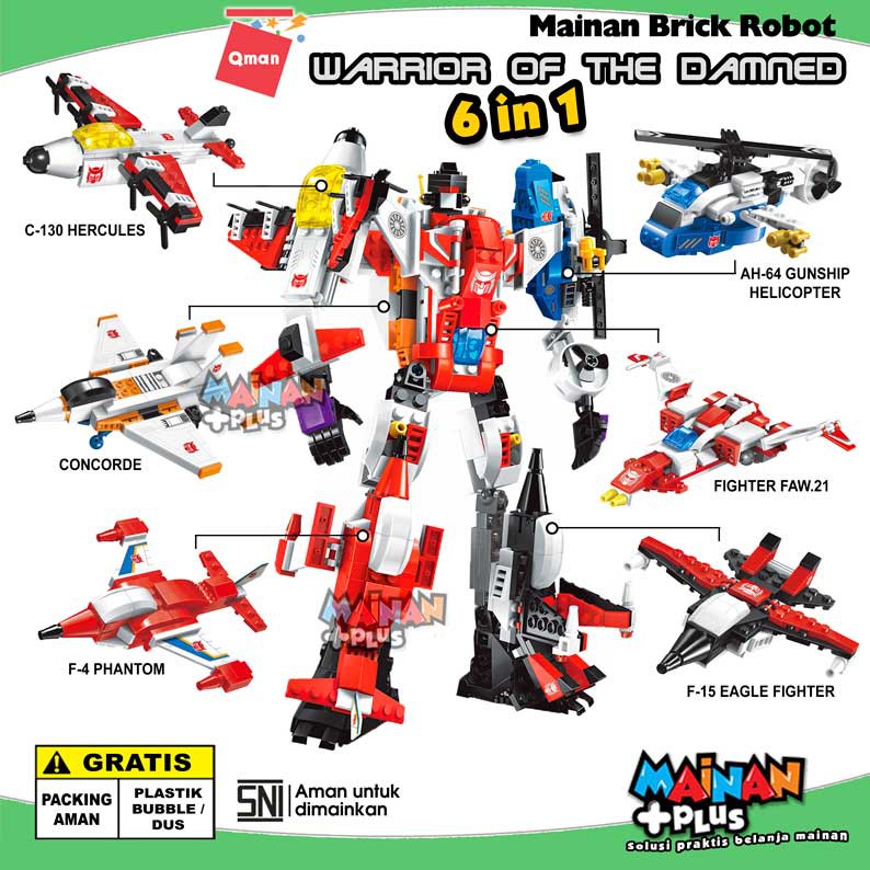 Mainan Edukasi Anak Laki Laki Brick Block Lego  Qman Robot  