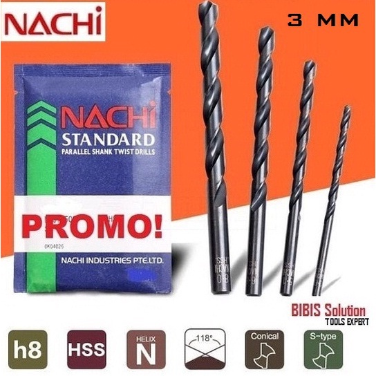 NACHI MATA BOR NACHI MATA BOR BESI 3 MM ORIGINAL HSS DRILL NACHI ASLI 3MM