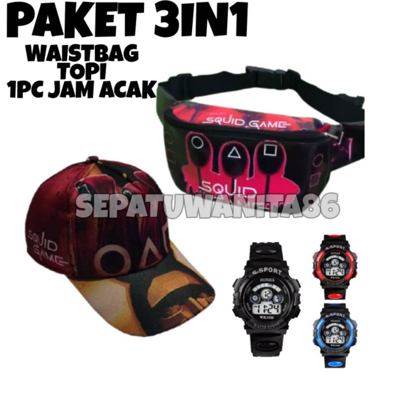 Waistbag anak laki laki squid game tas selempang anak karakter squid game