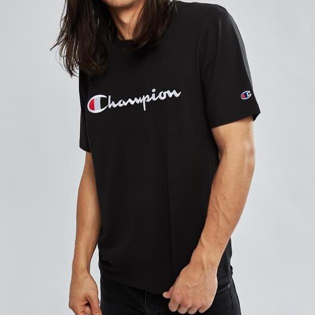 ♥ Champion Embroidered Logo T-Shirt - Kaos Pria Wanita Champion Logo Bordir Original ♕