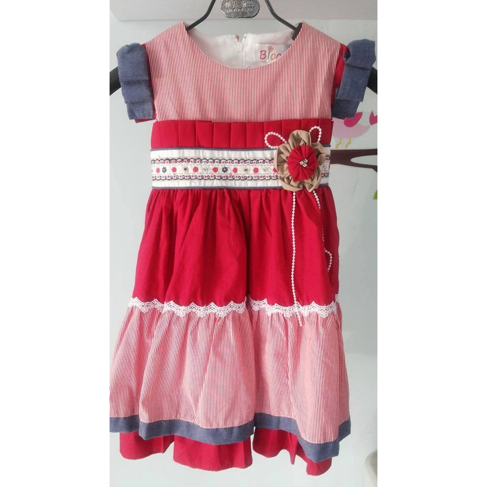 DRESS ANAK BRANDED MATAHARI  MERK BLOOM RED STRIPE
