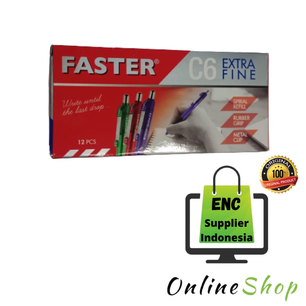 

faster 6 buah pen c6 Bolpen cetrek bolpoin pulpen pencet per 6 pcs