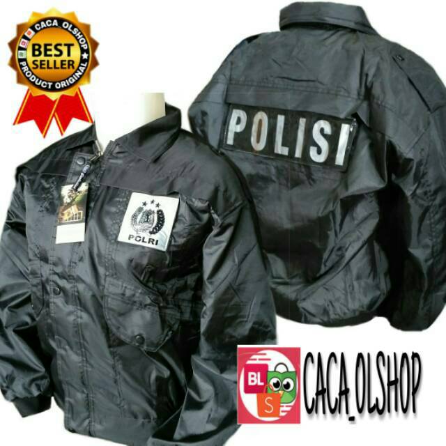 Jaket POLISI Parasut Sabhara Bomber Pilot Auri Hitam Parasit Merk AR Exclusive Original Asli Pria