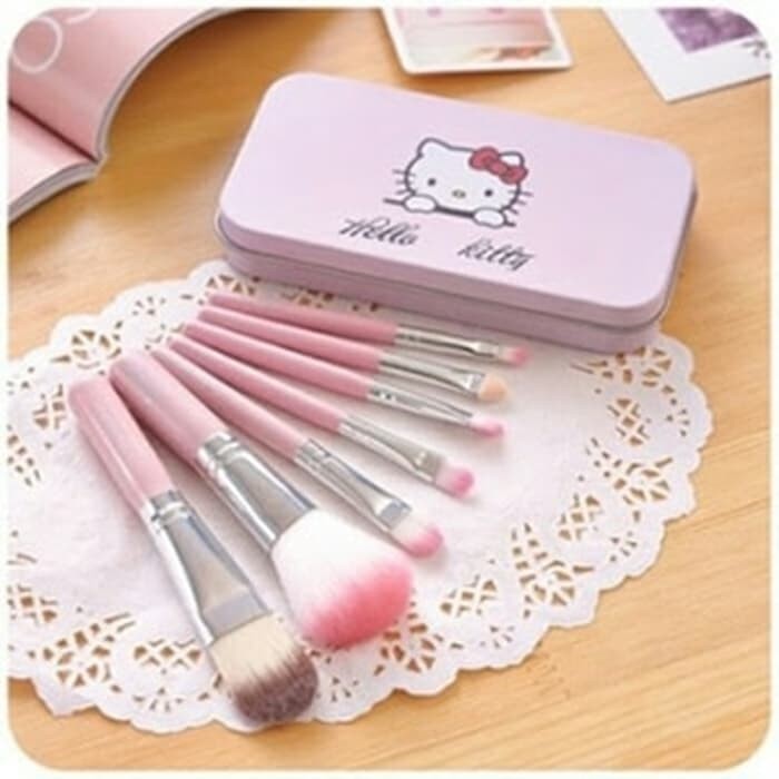 Set Hello Kitty Makeup Brush 7pcs Paket Set Kuas Make Up Brush Set