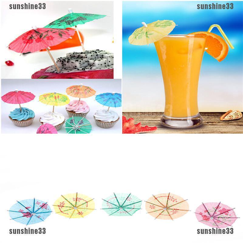 50Pcs Payung  Parasol Kertas Warna Warni Hiasan  Gelas  