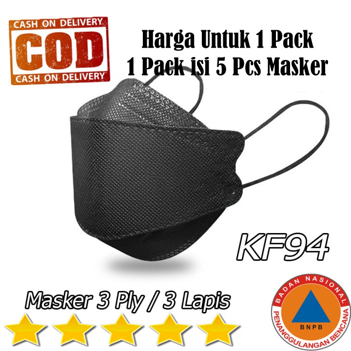 Masker KF94 Original Hitam Putih 3ply free konektor Masker Kesehatan Kf94 Original Protective Mask