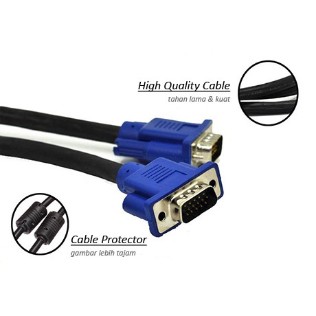 Kabel VGA 1.5M / Kabel VGA PC, Laptop, LCD, Proyektor MALE BLUE PLATE 1.5m