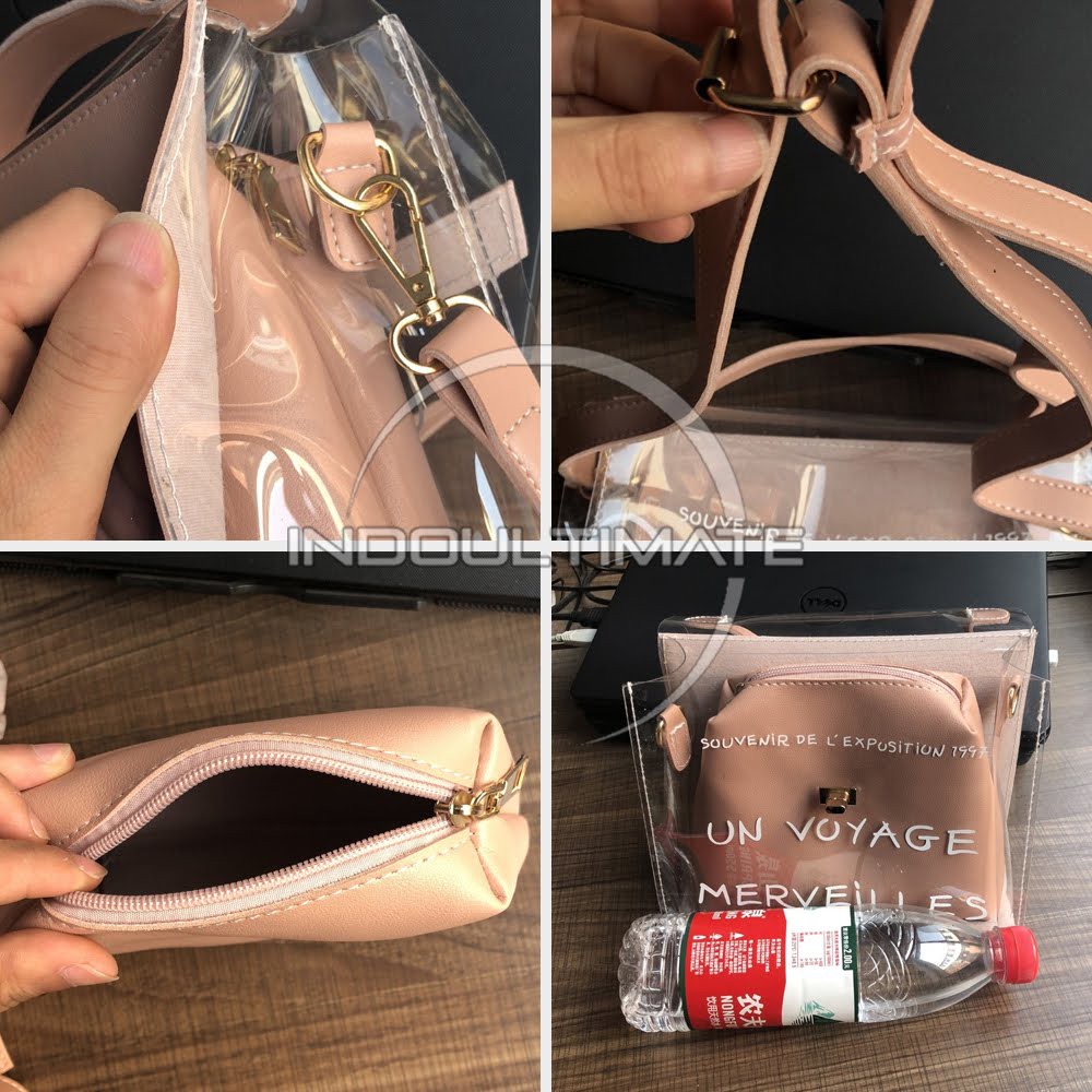 2in1 Tas Selempang Wanita import Tas Wanita murah Sling Bag Wanita Transparan Import LC-01