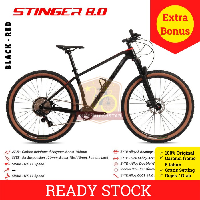 Sepeda Gunung MTB 27.5 Carbon Pacific Stinger 8.0 Sram 11 Speed Boost