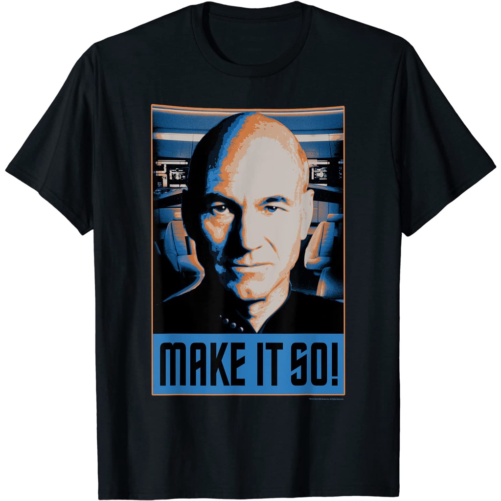 Kaos Dewasa Star Trek Next Generation Picard Make Is So Graphic T-Shirt - Kaos Pria - Kaos Wanita - 
