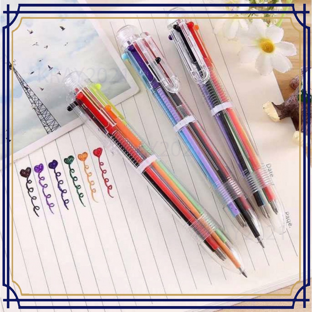 Pulpen 6 in 1 Pena Bolpoin Multi Warna Warni -AT164