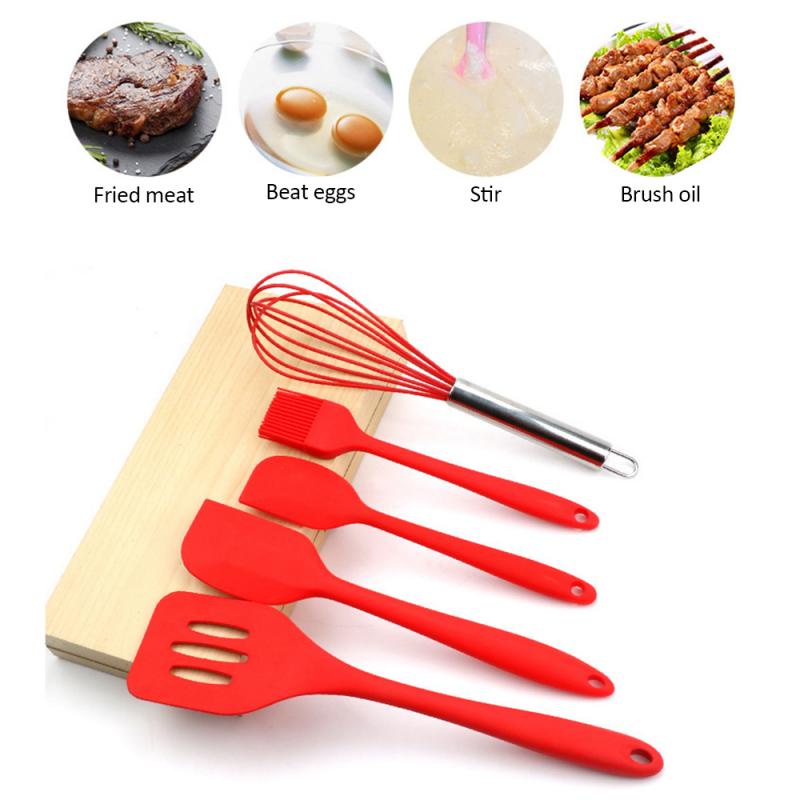 Sgmshop Spatula Silikon Set Utensil Alat Masak 5 in 1 Tahan Panas Sutil