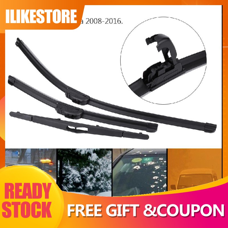 Bayar Di Tempat 3pcs Blade Wiper Kaca Depan Belakang Untuk Ford Fiesta Shopee Indonesia