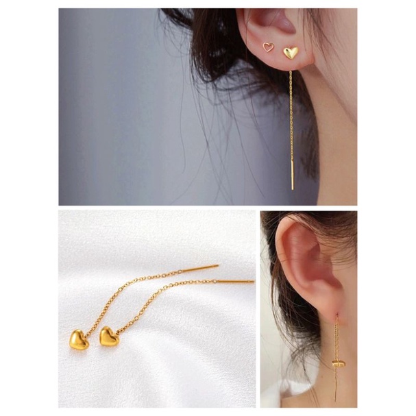 Anting Titanium Stud Love Jurai warna gold E14011