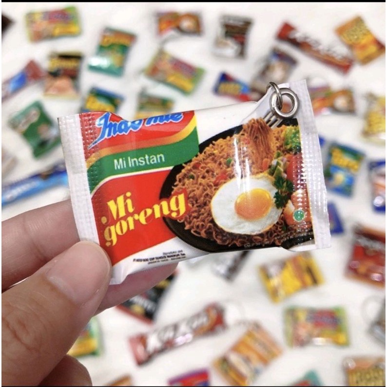 Gantungan Kunci dan Tempelan Magnet Kulkas Miniatur Snack Bahan Alumuniumfoil Ring Standar