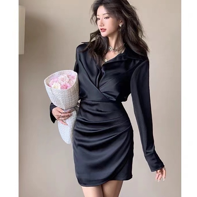 【Moon Blush】Sexy  Fashion Long Sleeve For Summer Shirt Dress  7501