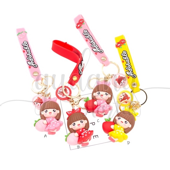 Gantungan Kunci Fruit Girl Keychain Strawberry Peach Apple GH 302287